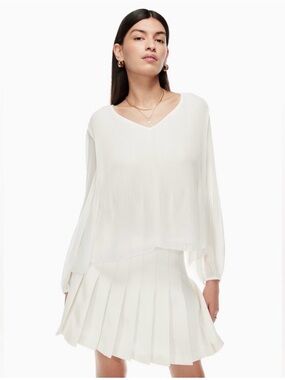 Wilfred Cream Daydreamer V-Neck Pleated Long-Sleeve Blouse